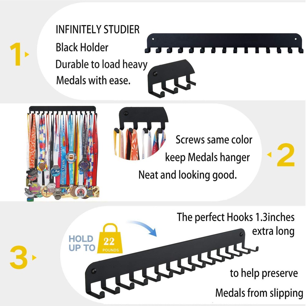Premium Marathon Medal Display Rack Runner Wall Holder