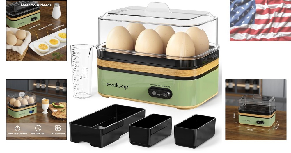 Versatile Egg Cooker - Soft, Medium, Hard-Boiled & Poaching, 6 Egg Capacity