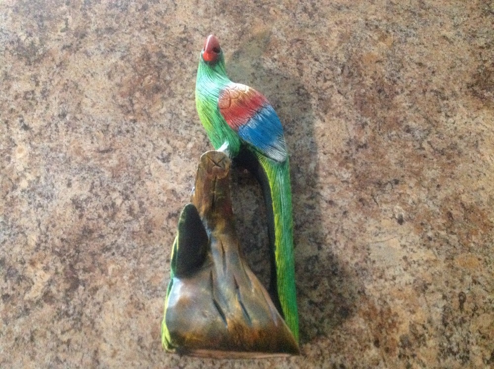 Hand Carved Hand Painted Parrot Statue