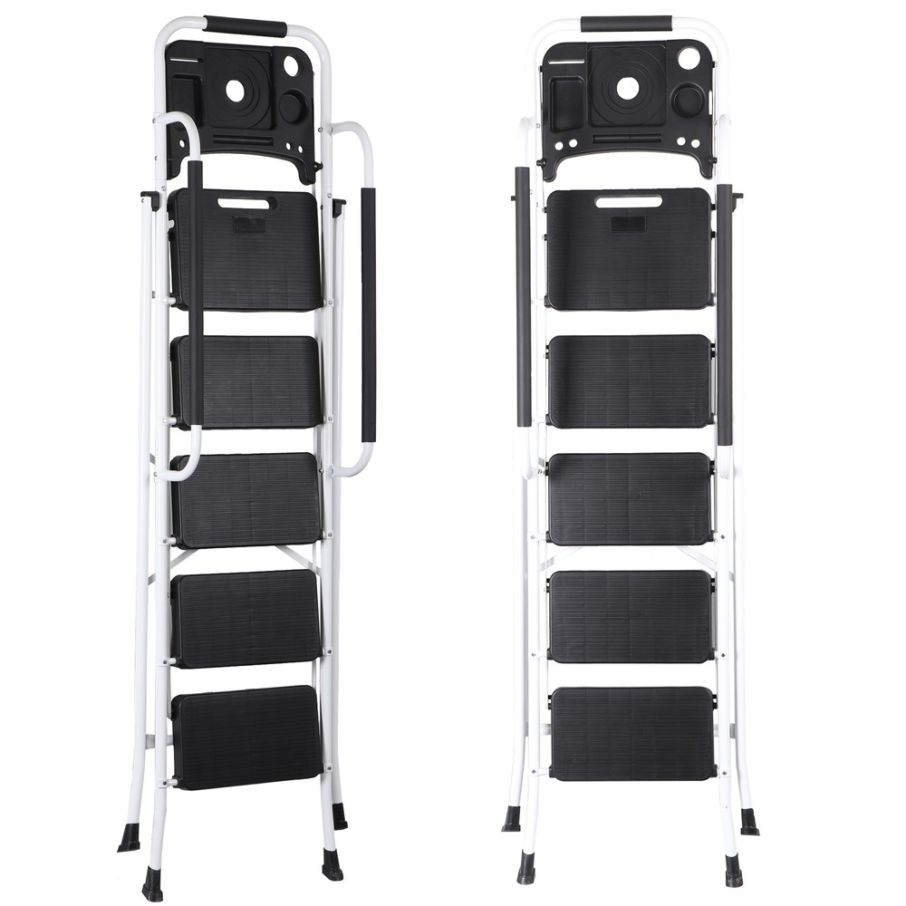 Step Ladder Folding 5-Step Ladder with Tool Platform Step Stool Lightweight