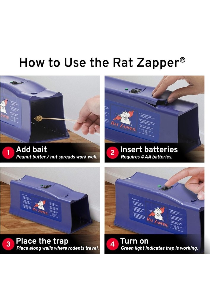 Rat Zapper Electronic Mouse & Rat Trap | No Touch Disposal | Requires 4 AA