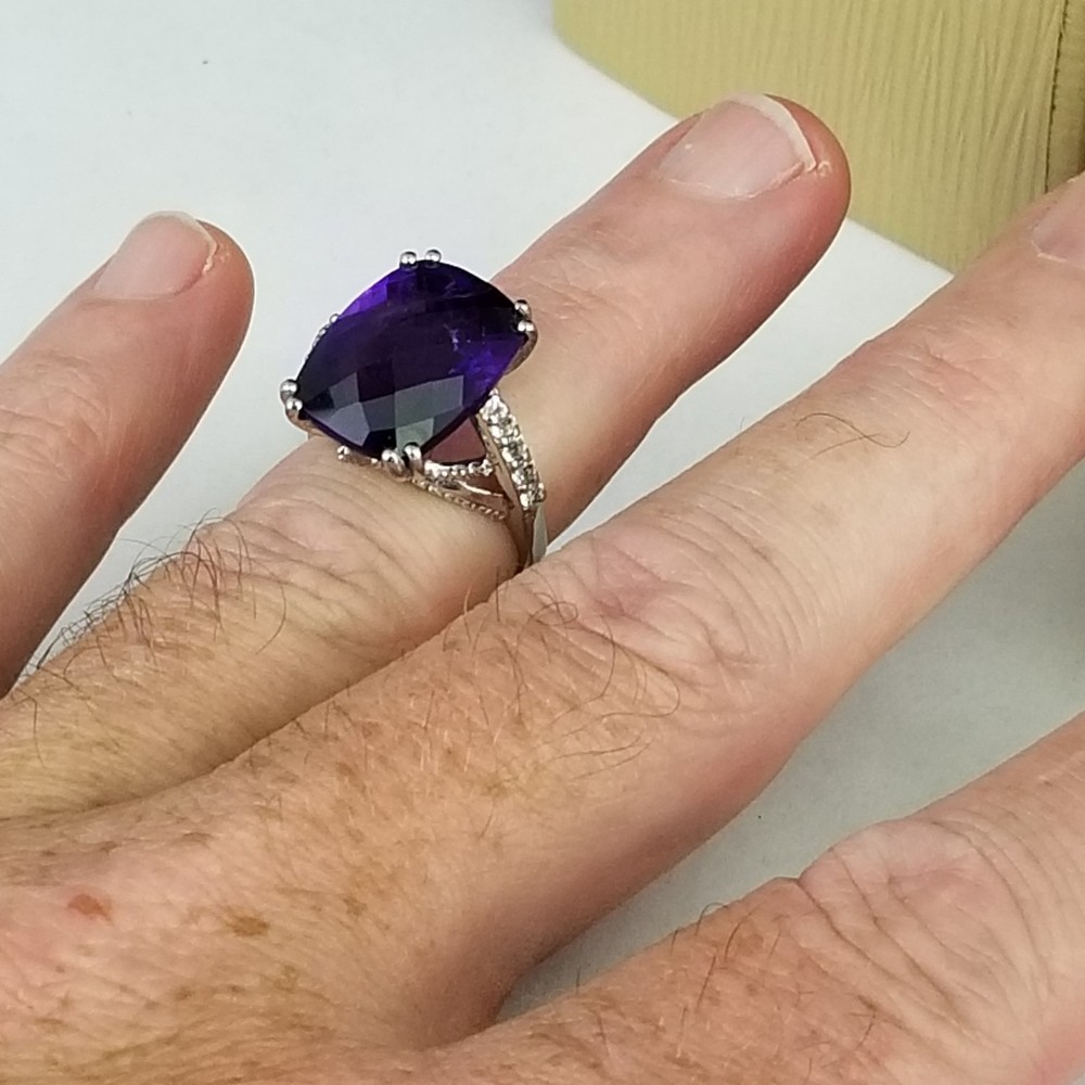 sterling silver ring 925 size 6 amethyst NEVER WORN BOX