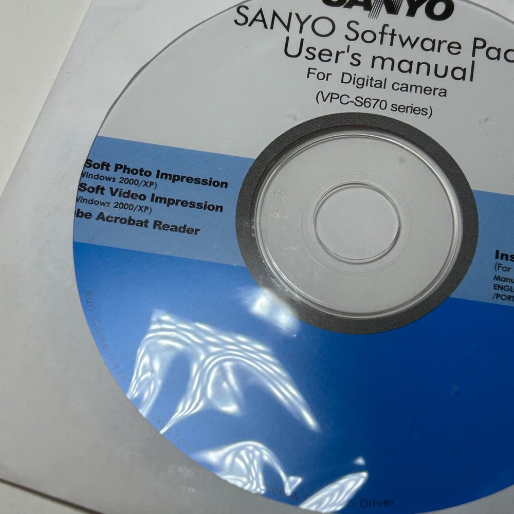 Sanyo Software Pack for VPC-S670 Camera Windows PC CD-ROM