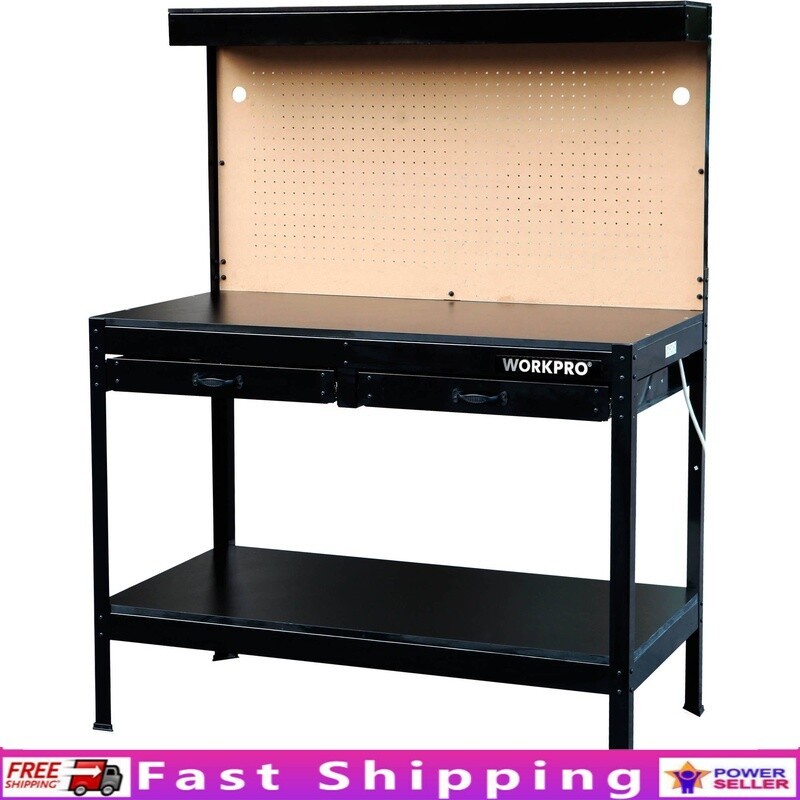Multi-Purpose Workbench W/ Storage Drawers LED Light Tool Organizer Heavy Duty