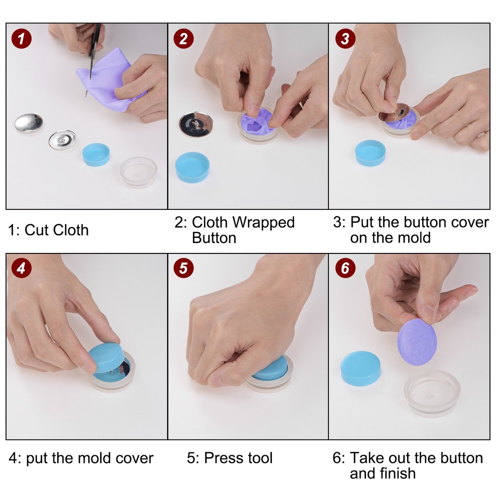 100Sets Self Cover Button Kit 5 Sizes Aluminum Button with 5 Tools