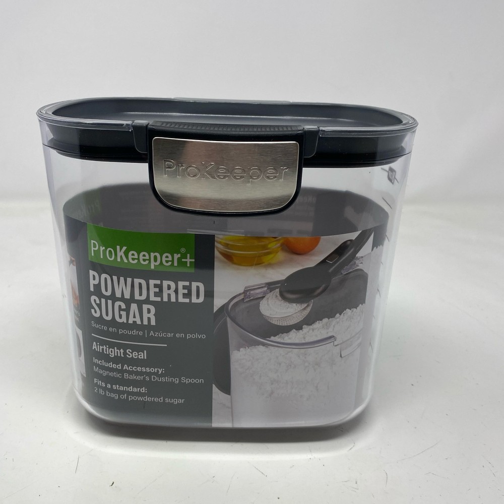 Progressive ProKeeper+ Powdered Sugar Container, Clear/Gray, 2.05 Qt