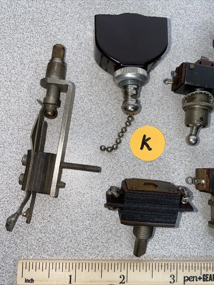 6 MISC VTG Switches Toggle, push button, pull chain, twist /push-pull on/off