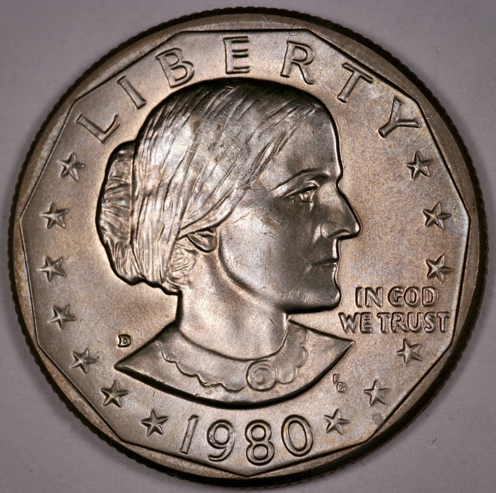 $1 1980 D Susan B Anthony SBA, uncirculated UNC toned (E122)