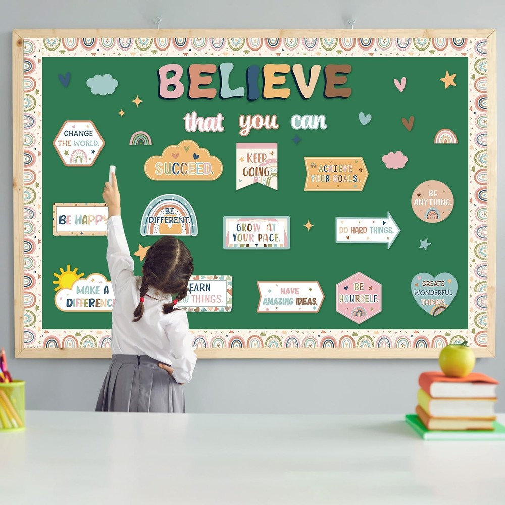 Boho Affirmation Station Bulletin Board Classroom Decorations Set Motivationa...