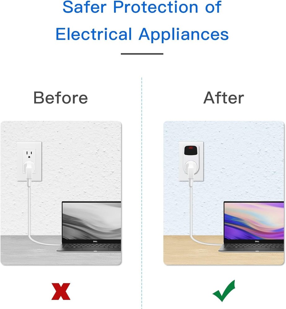 High-Performance Wall Surge Protector with Digital Display & LED Indicator Light