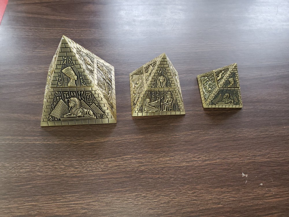 Metal Egyptian Pyramids Sculptures Set (3 Pcs)