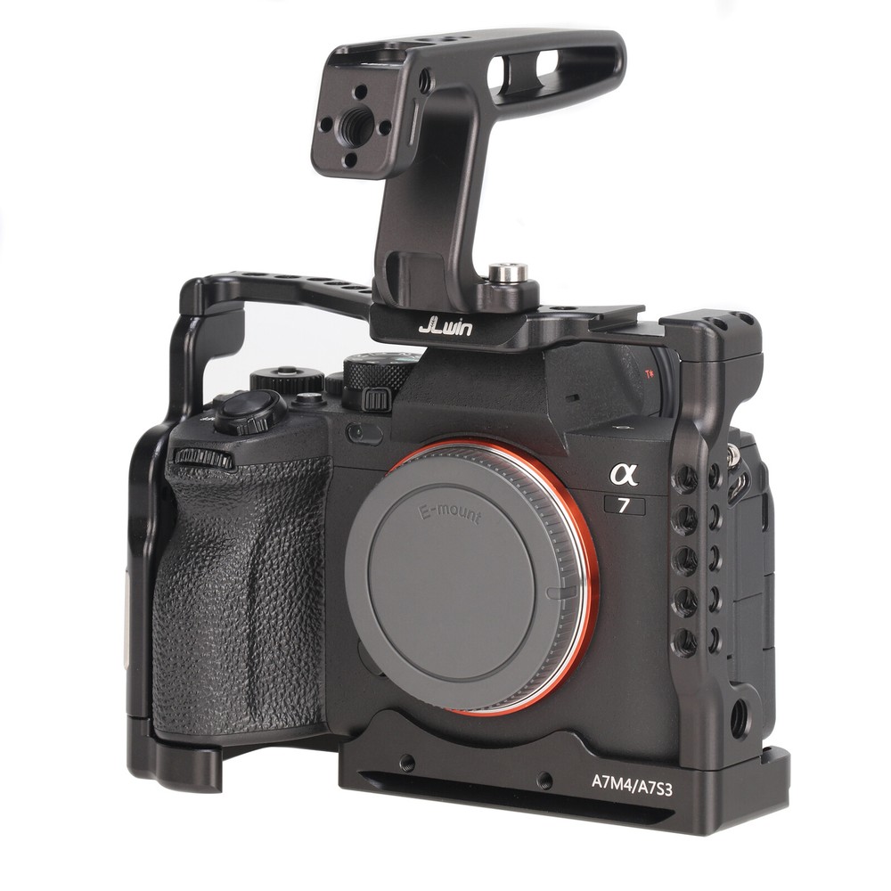 Camera Cage Rig with 1/4"-20 with Top Handle Grip for Canon EOS 80D 90D Camera