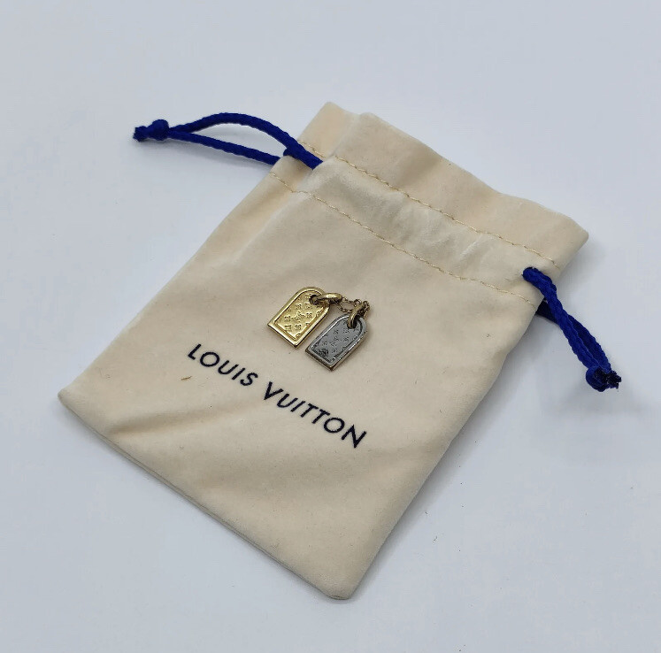Authentic LOUIS VUITTON Monogram LV Initials miniature name tag Charm.