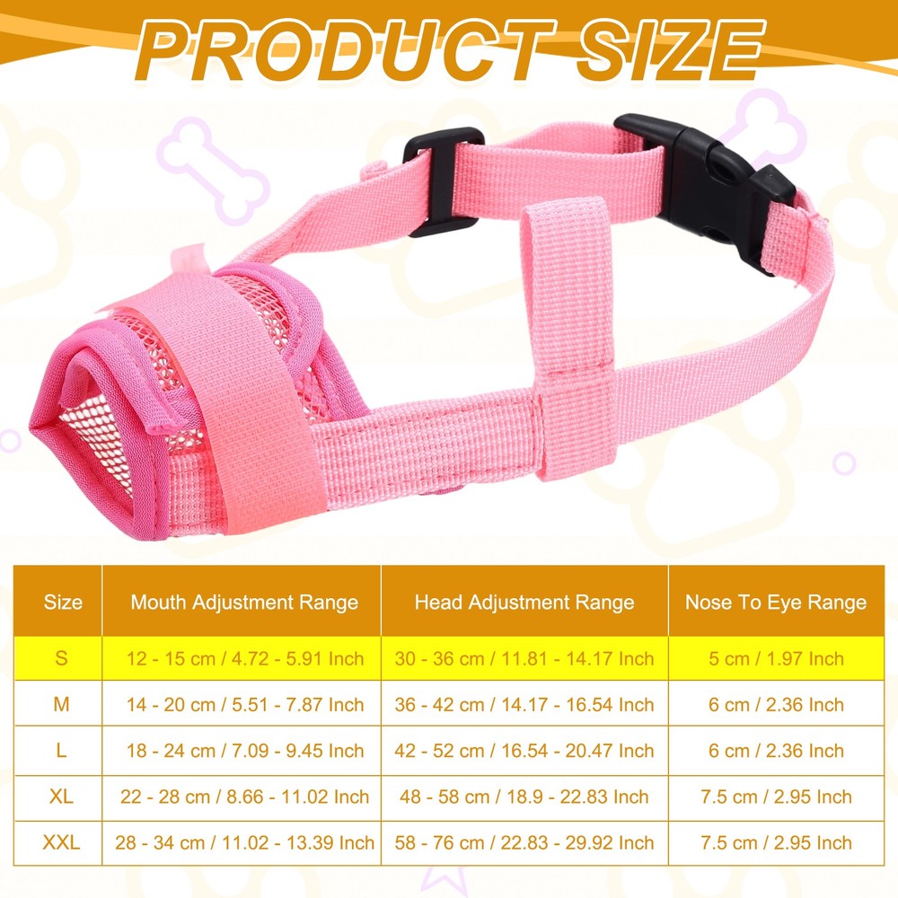Dog Muzzle, Soft Mesh Muzzle Mouth Guard Cover(Pink, S)