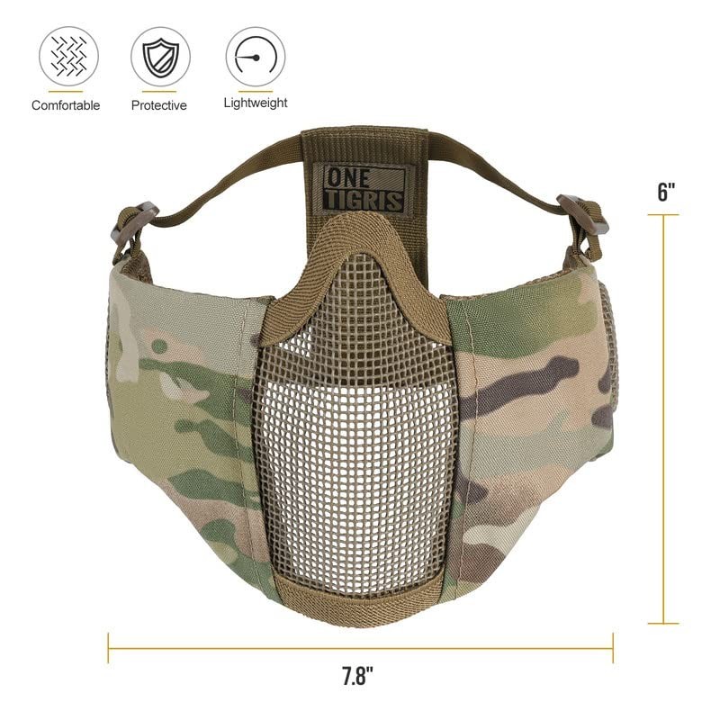 6" Foldable Half Face Airsoft Mesh Mask with Ear Protection - Tactical Lower Fac