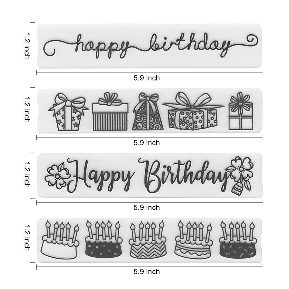 4 Patterns Plastic Template Embossing Folders for Card Making Happy Birthday ...
