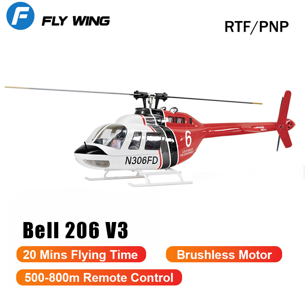 Fly Wing Bell 206 V3 6CH GPS 3D Auto Return Hovering RC RTF Helicopter 2 Battery
