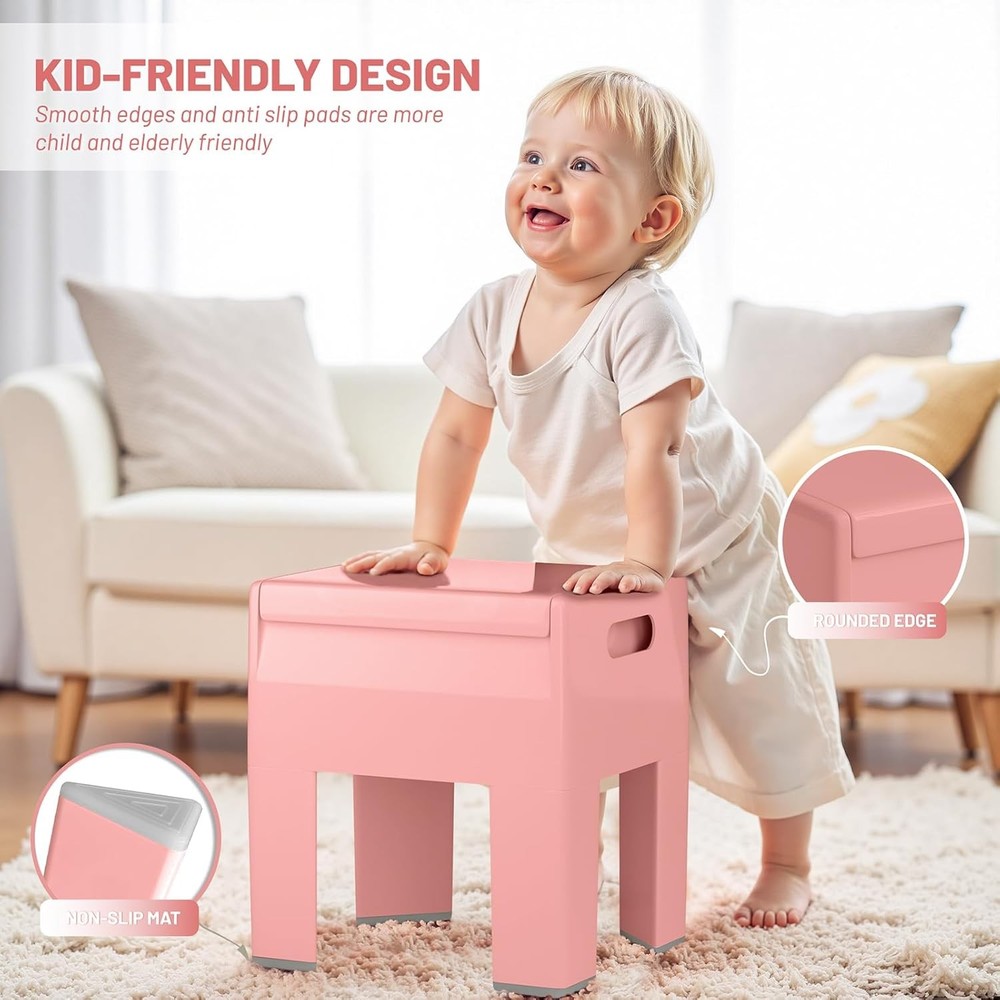 Modern Nightstand Multifunctional Plastic Bedside Table W/ Storage Space Side