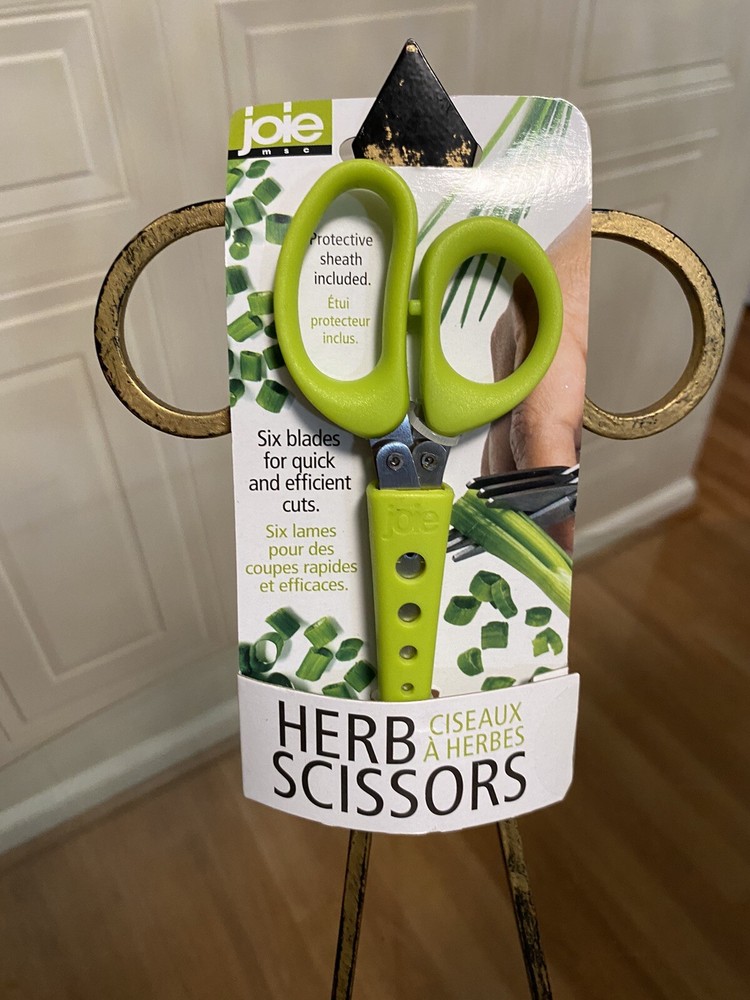 Joie Herb Scissors 6 Blade & Protective Sheath & Leaf Stripper Kitchen Scissors