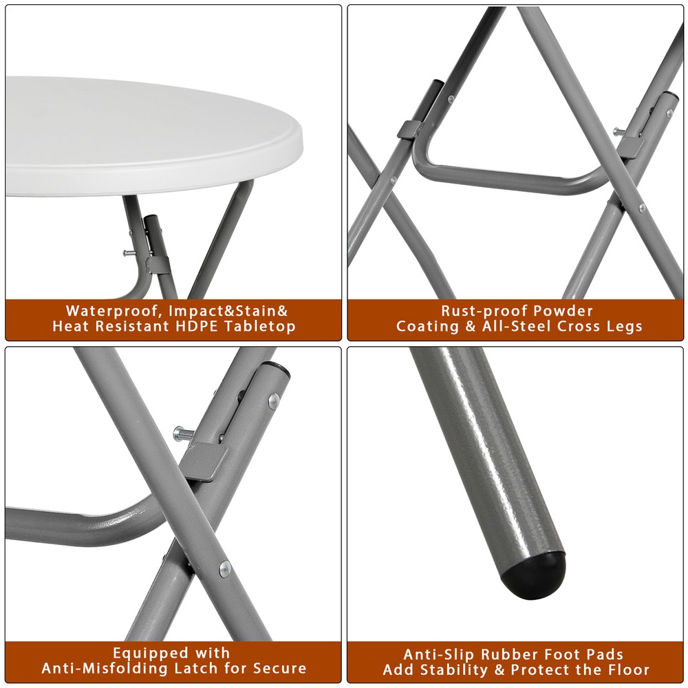 2PCS 32"Cocktail Table Round High Top Folding Table Round High Top Folding Table