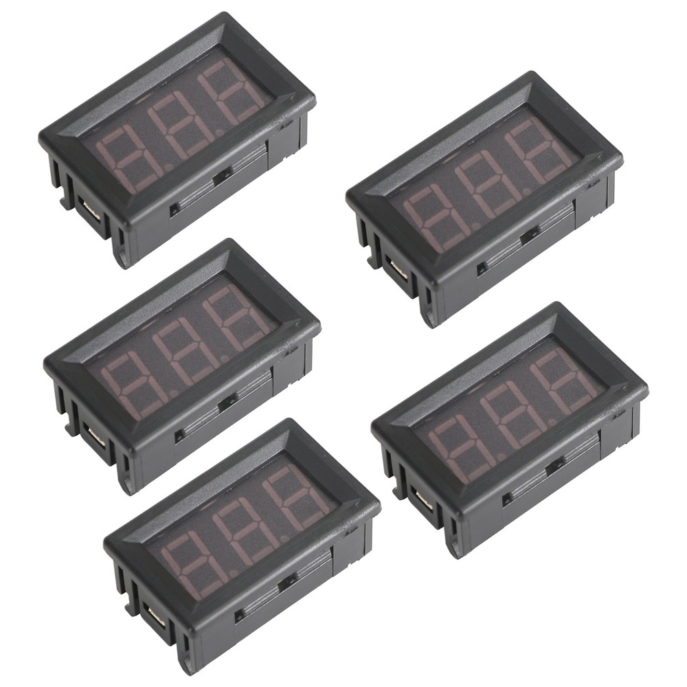 5Pcs Dc 5-120V Voltmeter Red Led Panel 3-Digital Display Volt Meter 2-Wire