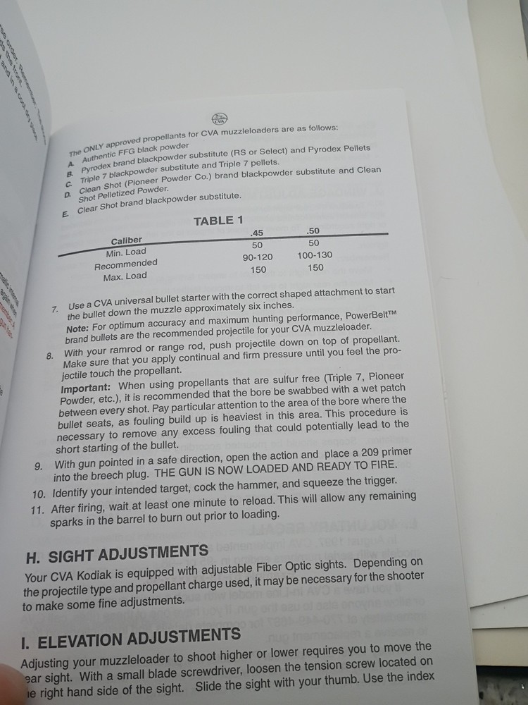 CVA Muzzleloader Break-Action Rifle Manual 2004