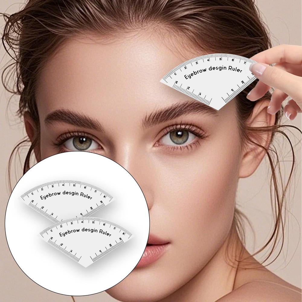 2Pcs Fast Drawing Eyebrow Design Ruler Mapping Tool, Brow Shaping White