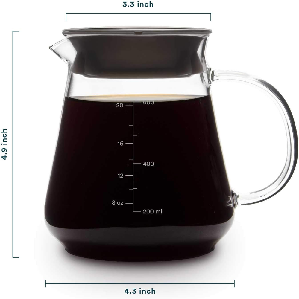 Glass Range Coffee Server for Pour over Coffee & Tea - 600Ml/20Oz Ovalware Micro