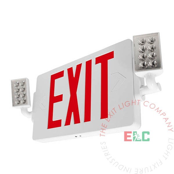 LFI Lights | Thin Red LED Exit Sign Emergency Light Combo | COMBOT-R-W-BB