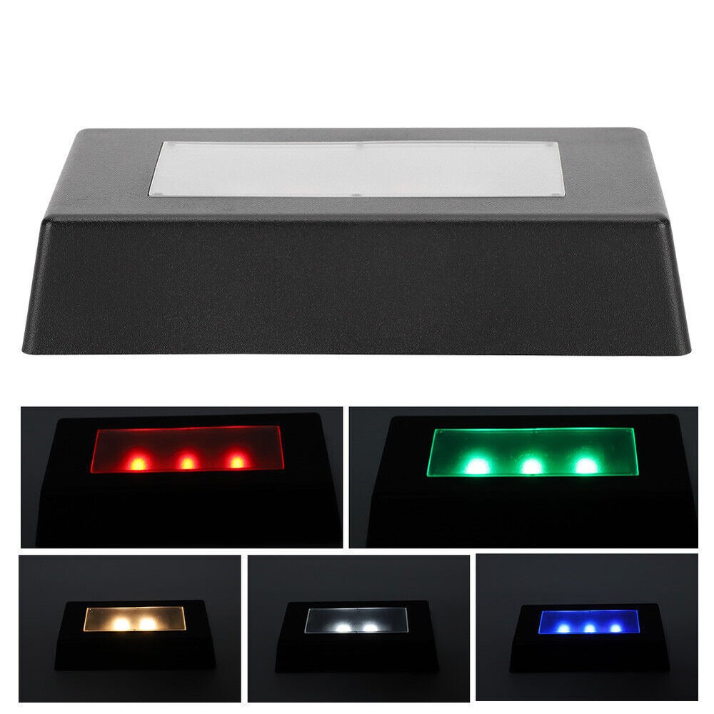 2Pcs LED Display Base Crystal Light Stand With USB Cable for 3D Crystal Statues