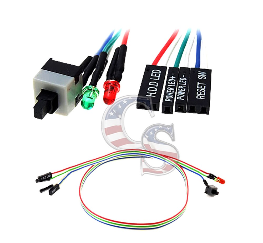 Desktop Computer Case ATX Power Reset 1 Switch Cable & HDD Power LED Lights