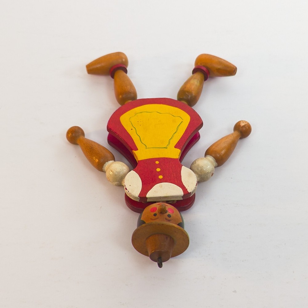 Vintage Wooden Puppet String Jumping Jack Pull Toy