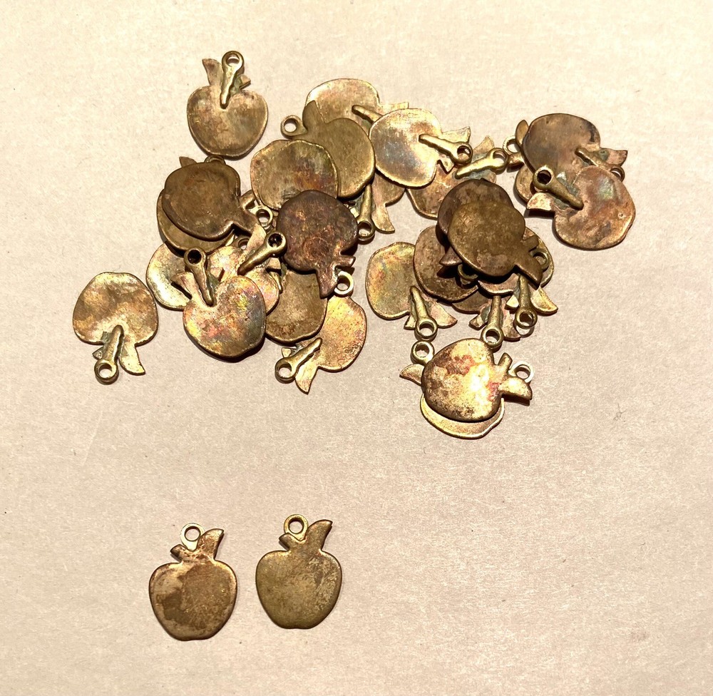 30 pcs. Raw Brass Stamping Finding- SMALL APPLE FRUIT CHARM Shape