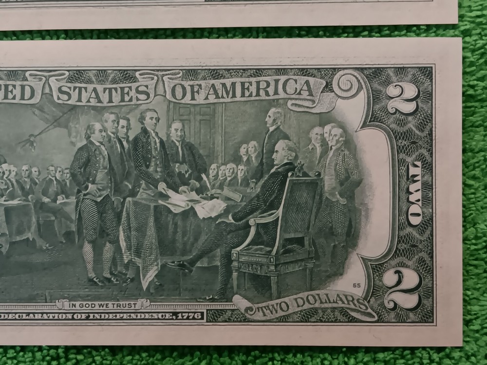 2-Errors-2 Consecutive 1976 $2 Green Seal Federal Reserve Notes-Serial# Shift