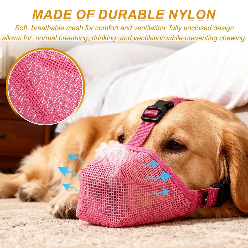 PETAXCELL Dog Muzzle, Soft Mesh Muzzle Adjustable Covered Mouth M, Black