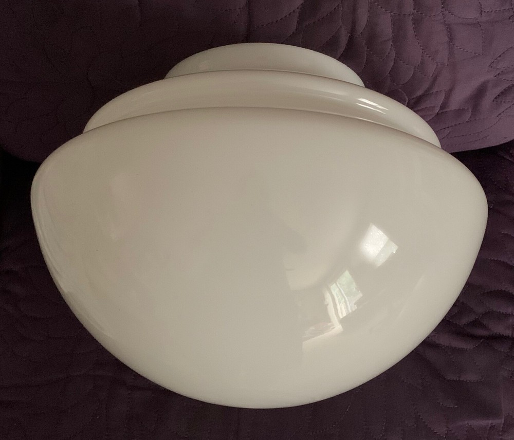 ART DECO CEILING LIGHT GLOBE ROUND STEPPED C. 1930'S WHITE MODERN