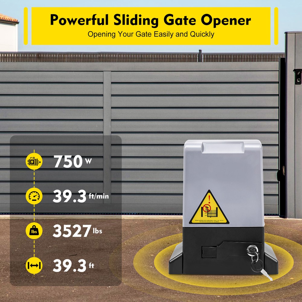 3968LBS Automatic Electric Sliding Gate Opener Operator Rack Driven+Remotes&Rack