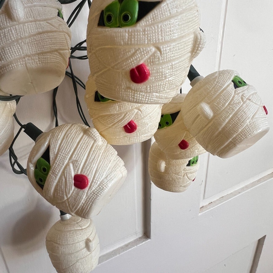 Vintage Mummies Light String Halloween Decor MCM Mummy Working Cute