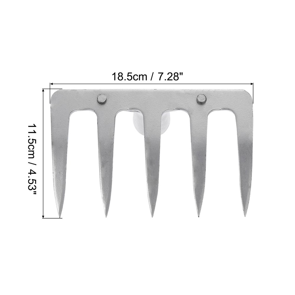 5 Teeth Garden Rake Head Silver Tone without Handle