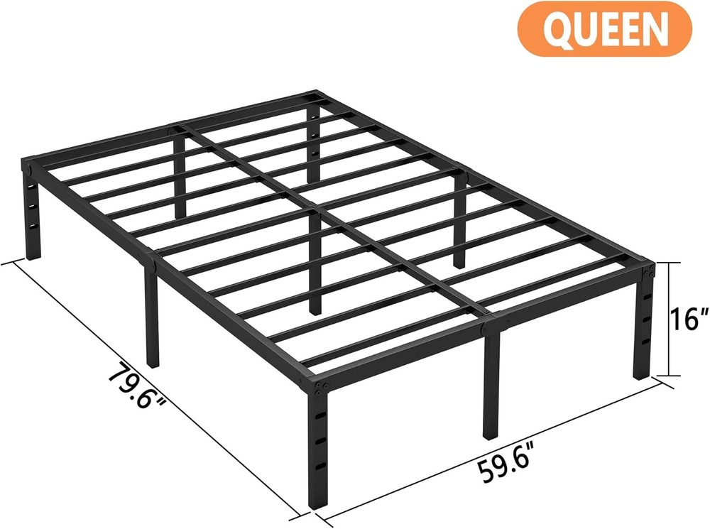 16 Inch Queen Bed Frame Sturdy Metal Platform Queen Size No Box Spring Needed