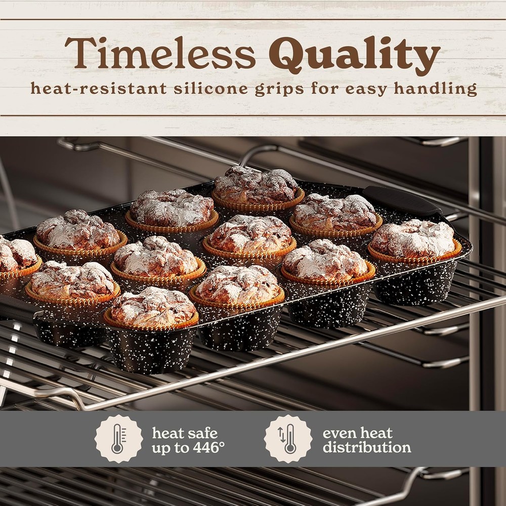 Country Kitchen Non-Stick Stackable Baking Set - Durable Black, 10-Piece Set