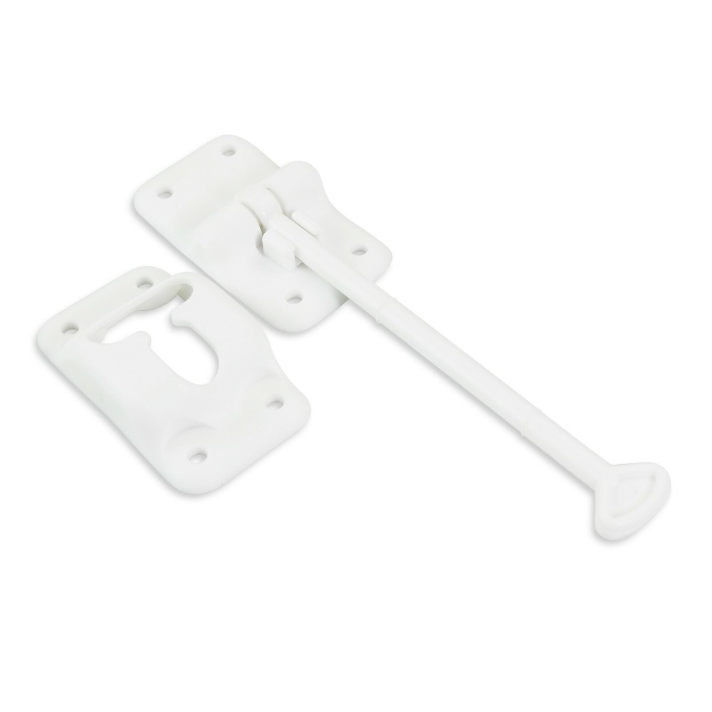 RV Trailer 6" T-style Entry Door Catch Holder Plastic with Bracket White