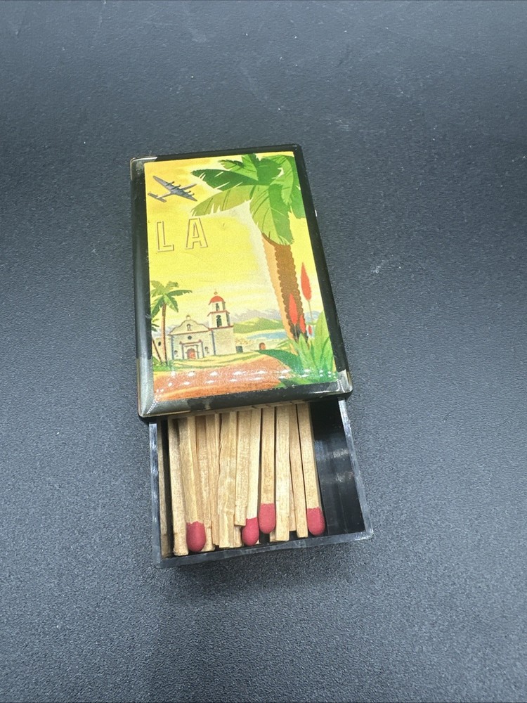 Vintage Black Plastic Lacquered Match Box