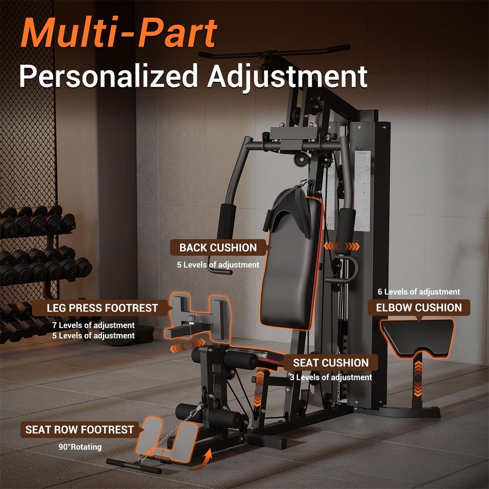 150LBS Weight Stack Home Gym Machine Full Body Workout Machine LAT Pull Down
