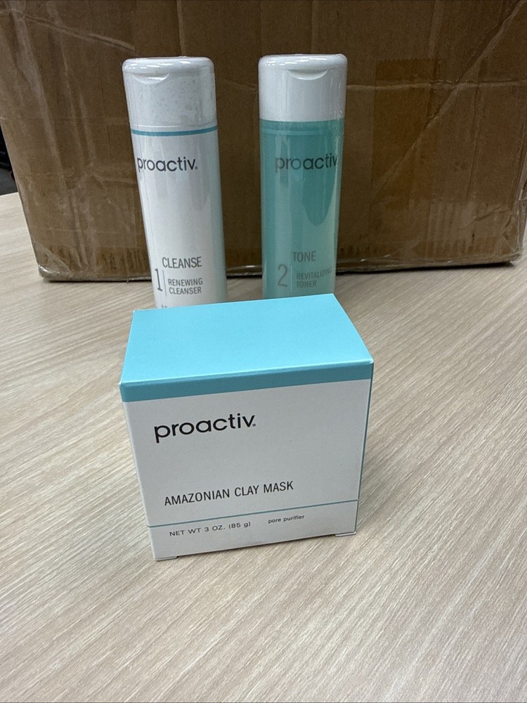 Proactive 3 Piece Kit 3-Step System Proactive. 1 Cleans,2 Tone, Clay Mask.