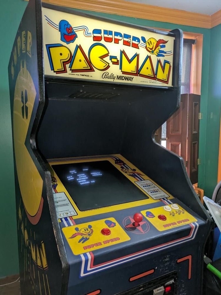SUPER PAC-MAN ARCADE MACHINE by BALLY MIDWAY 1982 (Used)