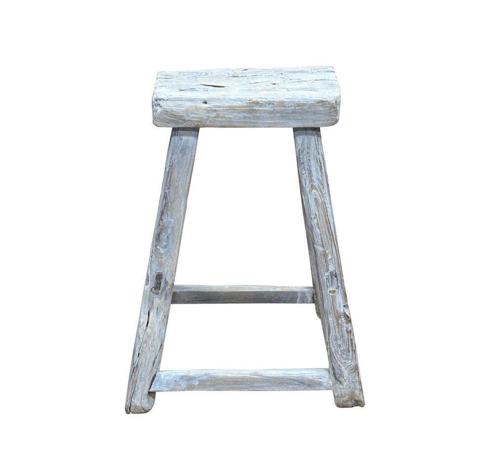 Rustic Raw Rough Wood Grain Rectangle Slim Stool Bench Side Table ws4639