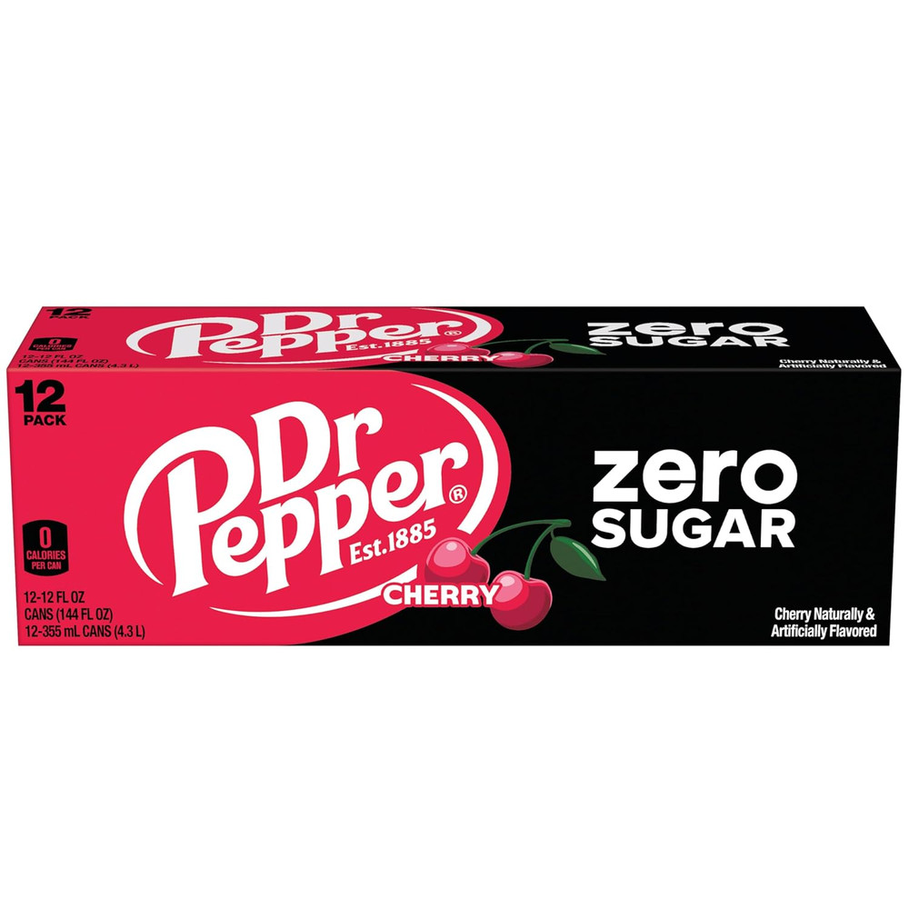 Cherry Zero Sugar Soda, 12 Fl Oz Cans, 12 Pack