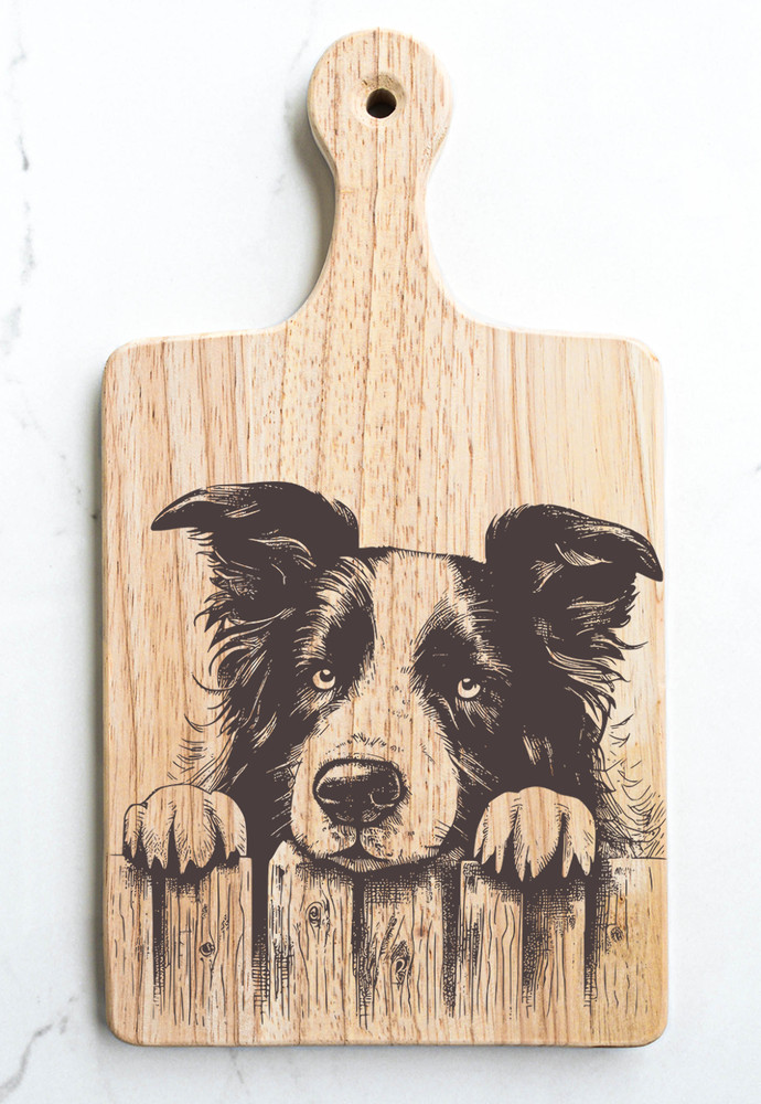Border Collie Cutting Cheese Board