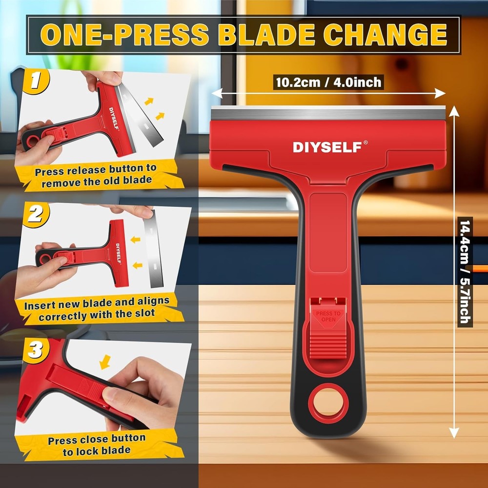 Razor Blade Scraper, 1 Pack Scraper Tool with 10pcs 4-Inch Blades Razor Scraper